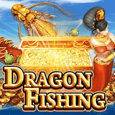 Dragon Fishing icon with a serpent dragon over waves