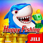Happy Fishing icon with a smiling fish character