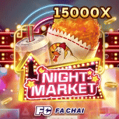 Night Market slot icon with lantern-lit stalls